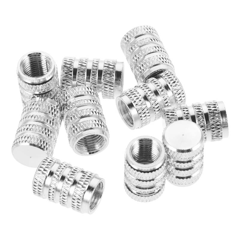 Cabilock 10 Stücke Ventilkappen Reifen Reifenventilkappen Dekorative Autoreifenkappen Reifenventilkappenabdeckung Silber Aluminiumlegierung von Cabilock