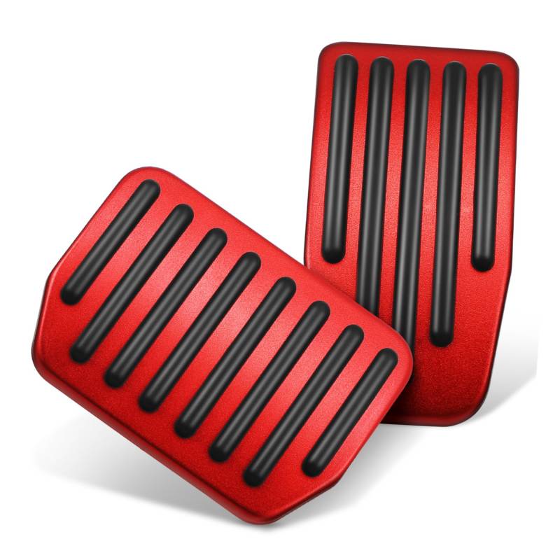 Cabilock 2 Stück Bremspedalauflage Pedale Unterlage Pads Konkav Gaspedal Aluminium Für Ersatz Bremse Rückseite Pedalbeläge Bremskupplung Auto Bremspedal Rot Rostfreier Stahl von Cabilock