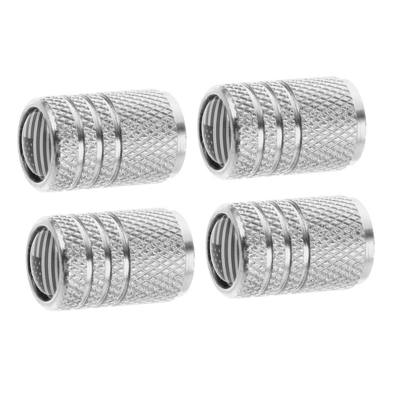 Cabilock 4 Stück Ventilkernkappe Reifenluftkappe Reifenkappe Ersatz-ventilkappe Für Reifen Ventilschaftkappen Mit Amerikanischer Flagge Reifendruckkappen Silver Aluminiumlegierung von Cabilock