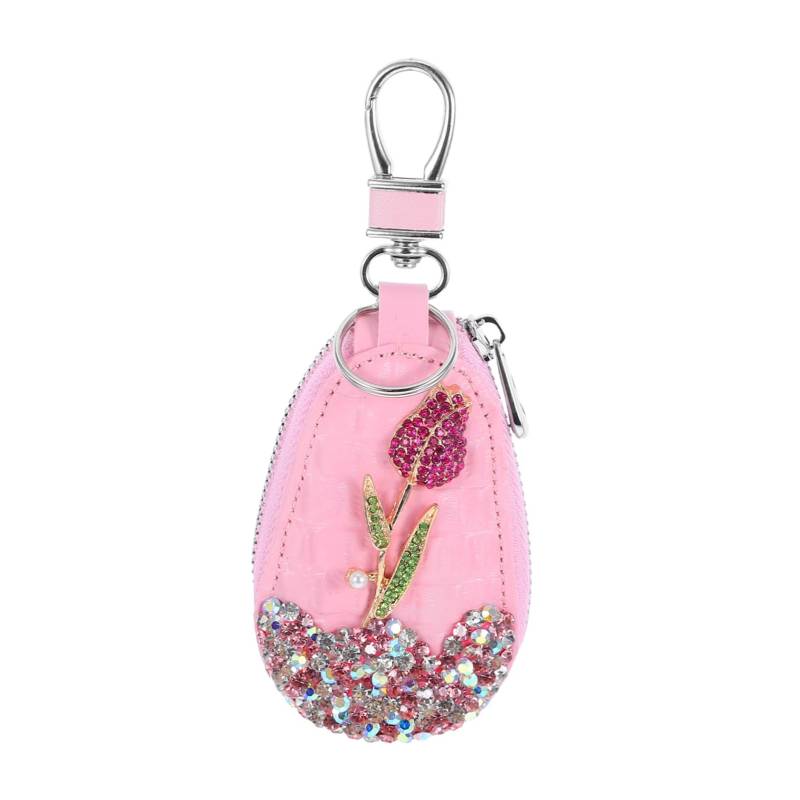Cabilock Bling Bling Autoschlüsselanhänger Hülle Schutz Aus PU Mit Strasssteinen Eleganter Schlüsselhalter Für Auto Fernbedienungen Multifunktionale Schlüsseltasche Rosa von Cabilock