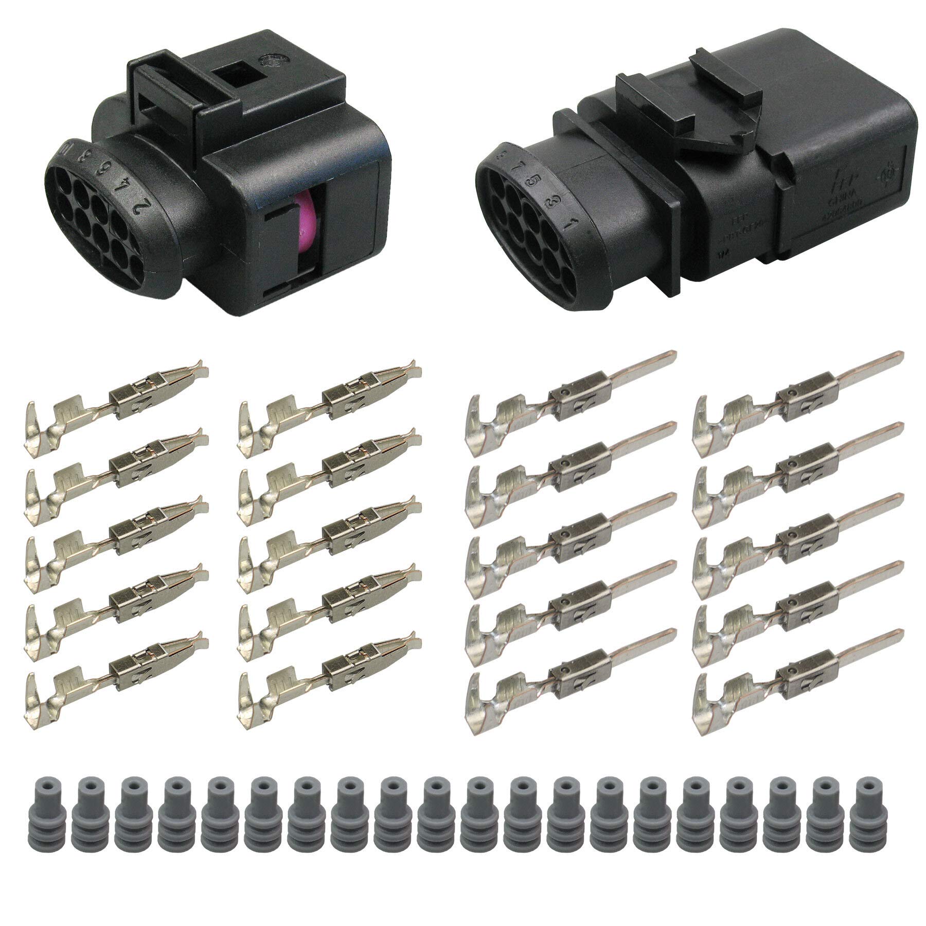 Stecker Reparaturset 10-pol. Steckverbinder kompatibel zu VW Audi SEAT SKOKA 1J0973715 + 6X0973815 Stift/Buchse Stecker Reparaturset 10-pol. Steckverbinder kompatibel zu VW Audi SEAT SKOKA 1J0973715 + 6X0973815 Stift/Buchse von Cable Solution