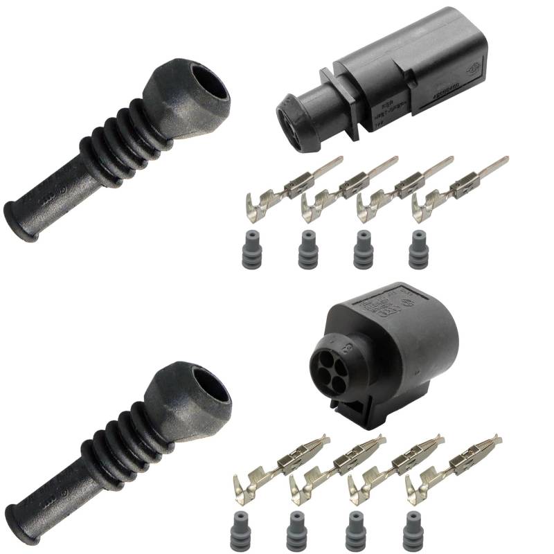 Stecker Set 4-pol. Reparatursatz passend zu VW 4B0973712 4B0973812 Schutzkappe von Cable Solution