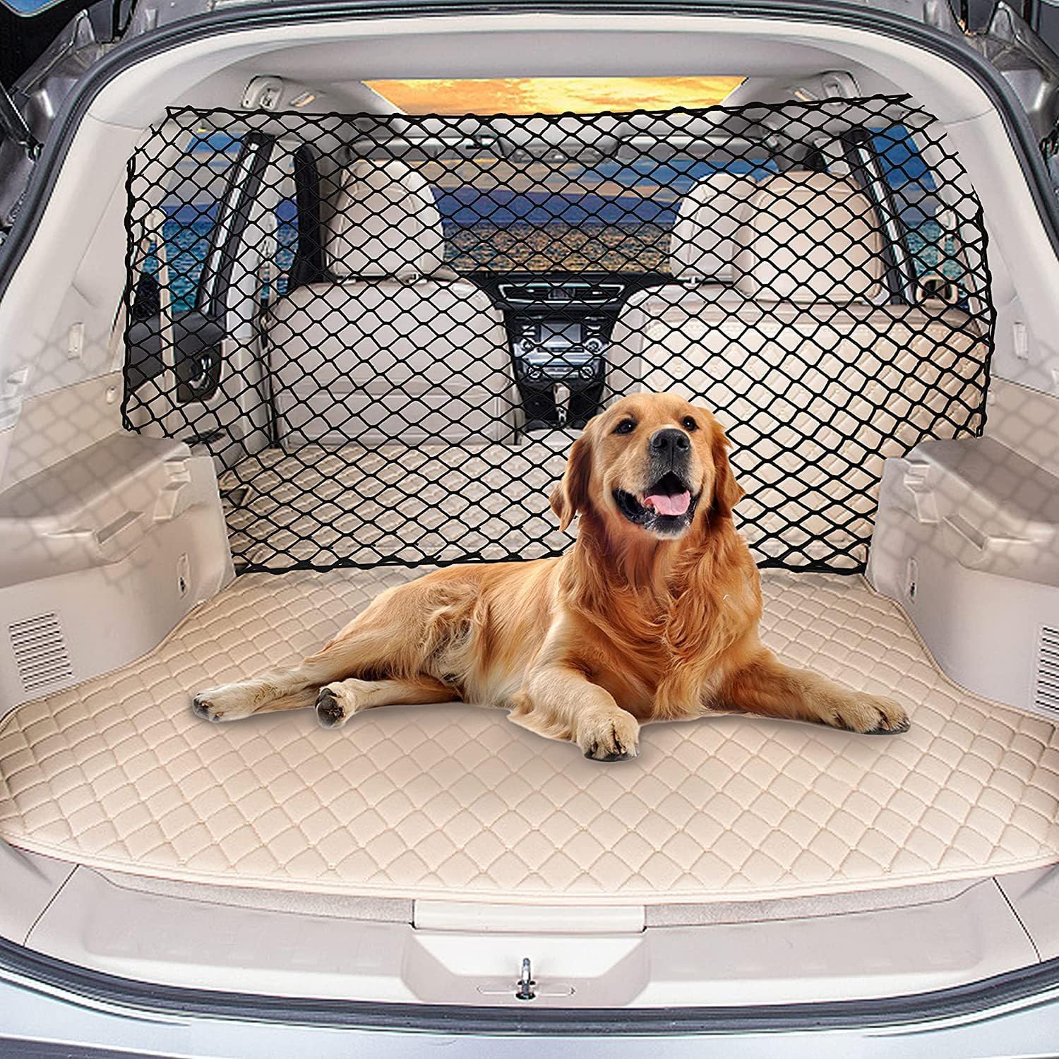 Cachpib Auto Sicherheitsbarriere Hundenetz, Trennnetz für den Kofferraum von Haustieren, Auto Schutz Barriere Haustier Kofferraumnetz Gepäcknetz für Meisten Fahrzeugtypen - 120 * 70cm Cachpib Auto Sicherheitsbarriere Hundenetz, Trennnetz für den Kofferraum von Haustieren, Auto Schutz Barriere Haustier Kofferraumnetz Gepäcknetz für Meisten Fahrzeugtypen - 120 * 70cm von Cachpib
