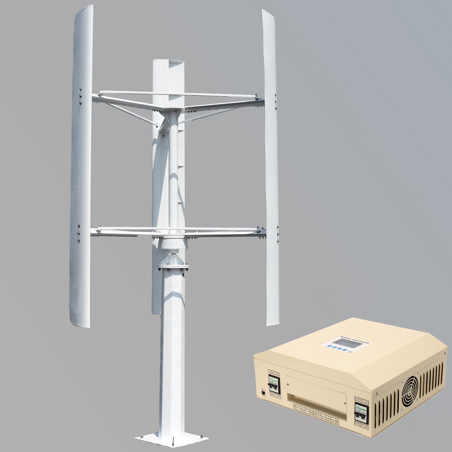 5000W Windkraftanlage 96V 120V 220V 380V Vertikale Windgenerator, Außenrotor-Permanentmagnet-Generator Windturbinen für Häuser, Bauernhöfe und Boote, mit Laderegler (mit PWM Boost-Charger, 220V) von Cadinor