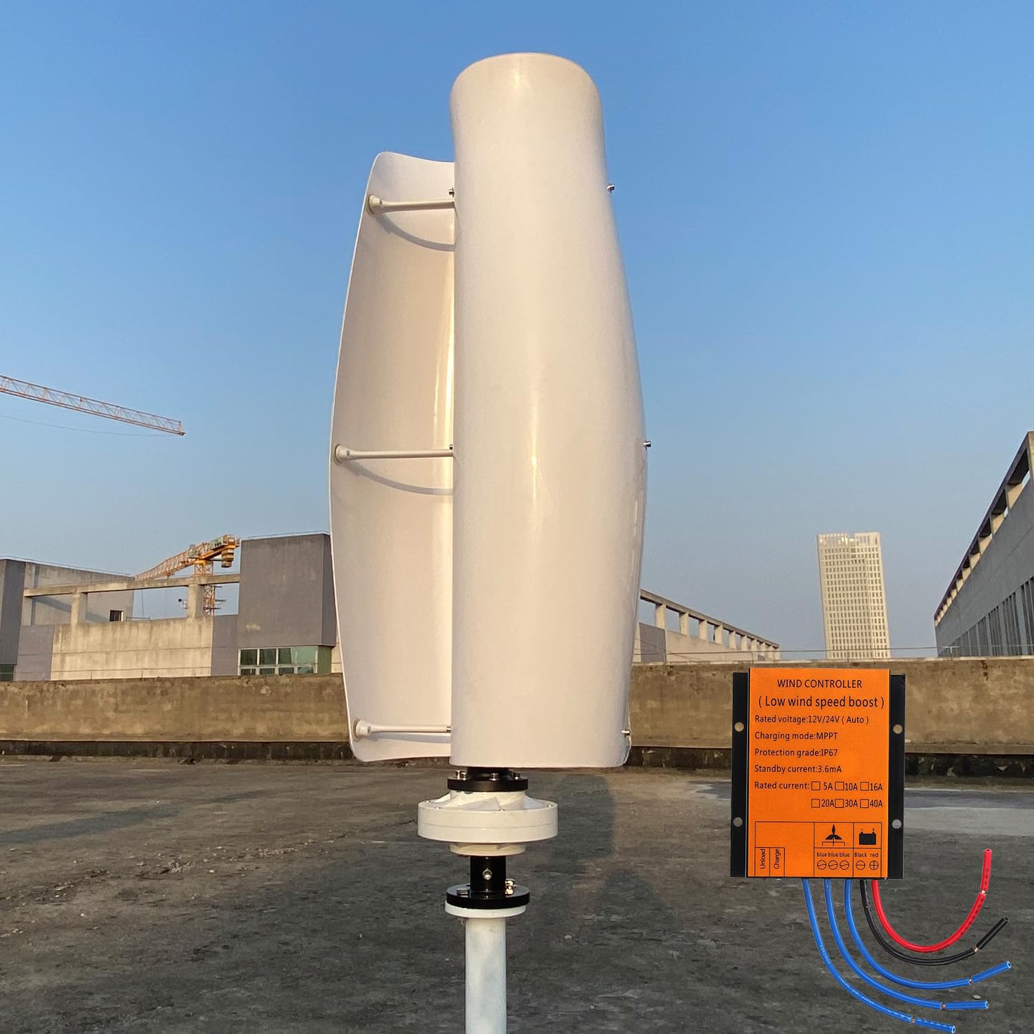 800W Windkraftanlage 12V 24V 48V Vertikale Windgenerator mit MPPT Laderegler kleinwindkraftanlagen Haushalts Wind turbine (only Windkraftanlage, 12V) von Cadinor