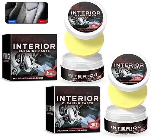 Auto Innenraum Renovierung Wartung Reinigungscreme, Auto Innenraum Lederpflege Renovierung Wartung Reinigungscreme, Leder Reinigungs- und Pflegecreme für alle Autotypen (2 Stück) von Caduola