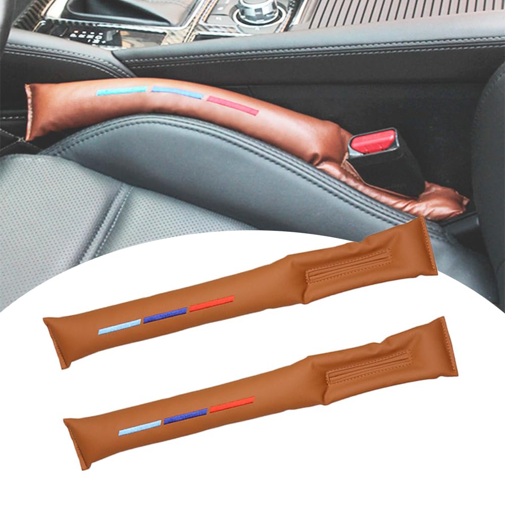 2 Stück Pu-Kunstleder-Autositz-Lückenfüller, Sitzlückenfüller fürs Auto, Universal Sitzlückenfüller, Autositz Gap Stopper, Auto Auslaufsicher Lückenkissen, für die Meisten Modelle von Autos (Braun) von CaiYuanGJ