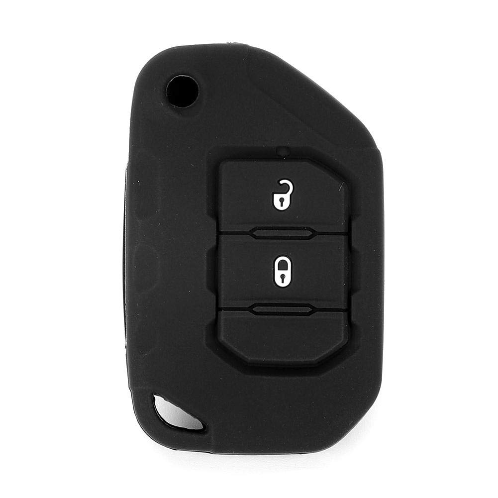 Caiqinlen Autoschlüssel Silikonhülle, 2 Tasten Autoschlüsselhülle, für Männer Auto Jeep Wrangler JL 2018+ Schlüssel von Naroote