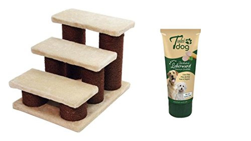 Hundetreppe mit 75g Leberwurst Tiertreppe für Hunde Autotreppe Hunderampe Haustiertreppe Hundeleiter Aufstiegshilfe Abstiegshilfe Einstiegshilfe Ausstiegshilfe von Cajou