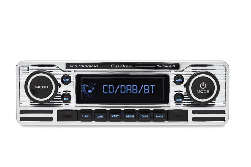 Caliber Autoradio Bluetooth - Auto Radio Bluetooth USB - DAB+ / FM - 1 DIN Radio Auto - Retro Design - Mit Freisprechfunktion - Chrom von Caliber