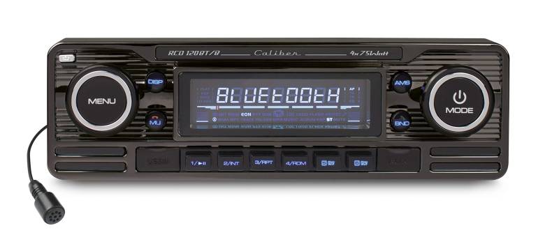 Caliber RCD120BT/B Retrodesign Autoradio mit Bluetooth Freisprechanlage (CD Tuner, SD Kartenslott, USB Anschluss) schwarz von Caliber