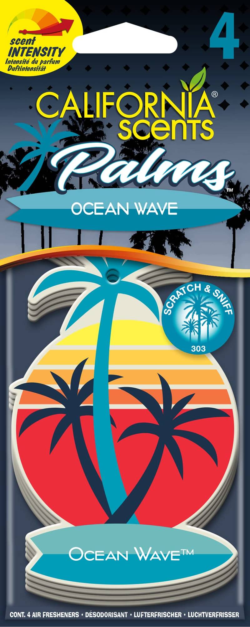California Car Scents Scents E302691900 Palms Lufterfrischer Ocean Wave, 4 Stück von California Scents