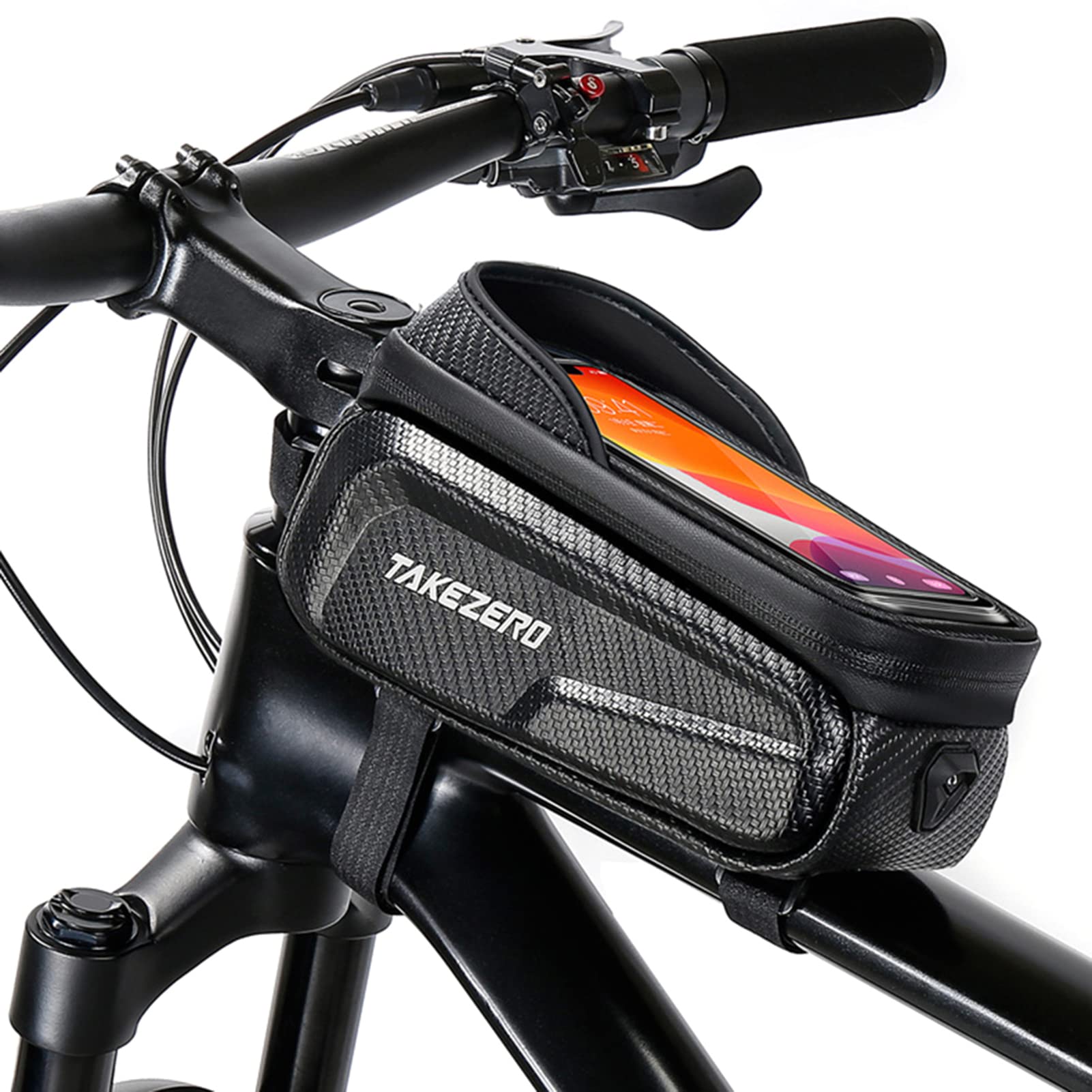 CalmGeek Fahrrad Rahmentasche, wasserdichte Fahrrad Lenkertasche Fahrradrahmen Fahrradtasche für Montainbikes Rennrad Ebikes, Kompatibel mit Smartphone bis zu 6.8 Zoll (Schwarz) von CalmGeek