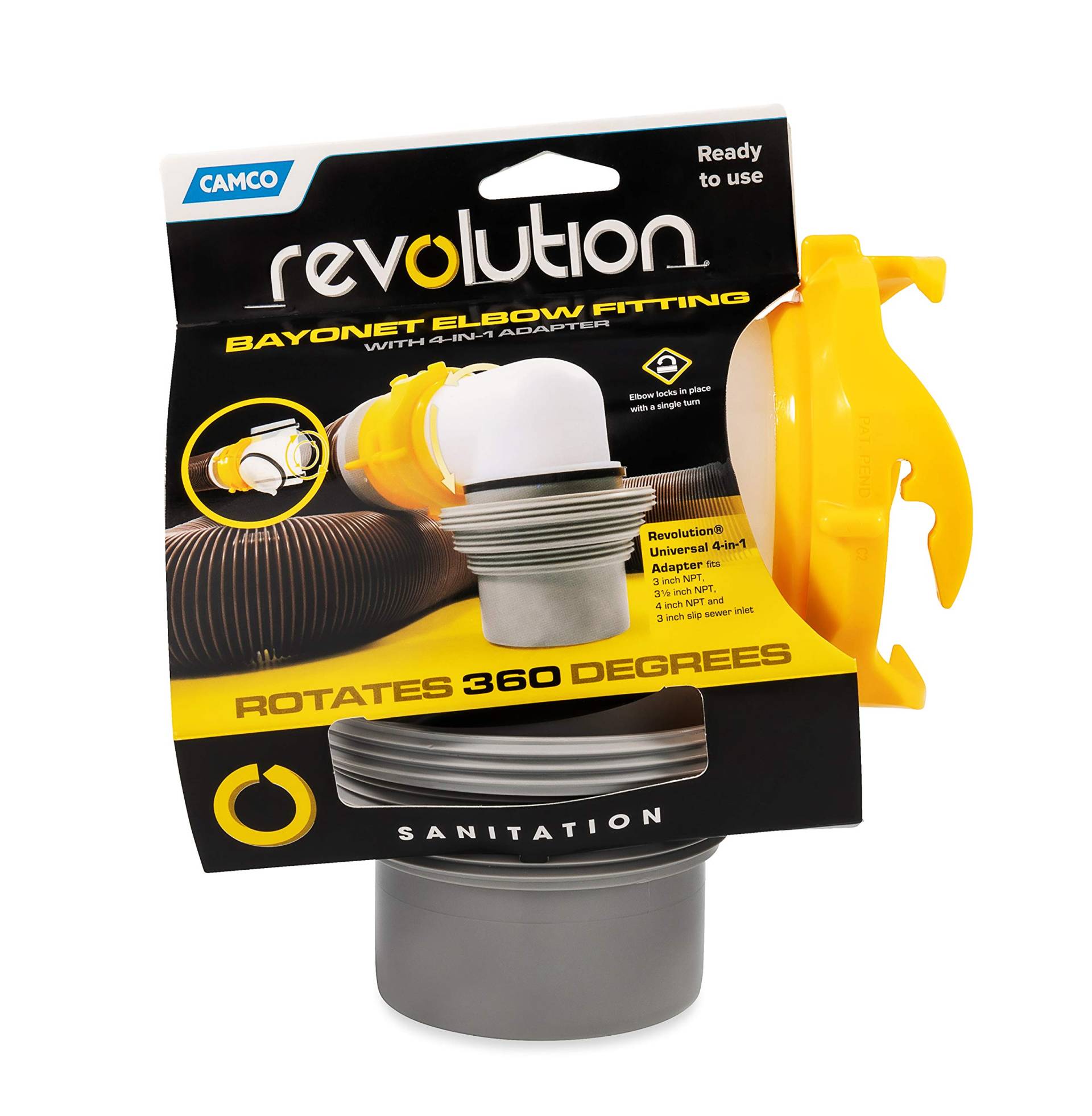 Camco 39471 Revolution 4-in-1 Abwasserbogen – Bajonett-Ellenbogen dreht sich um 360 Grad und ist abnehmbar, integrierte Dichtung für eine geruchsdichte Verbindung Camco 39471 Revolution 4-in-1 Abwasserbogen – Bajonett-Ellenbogen dreht sich um 360 Grad und ist abnehmbar, integrierte Dichtung für eine geruchsdichte Verbindung von Camco