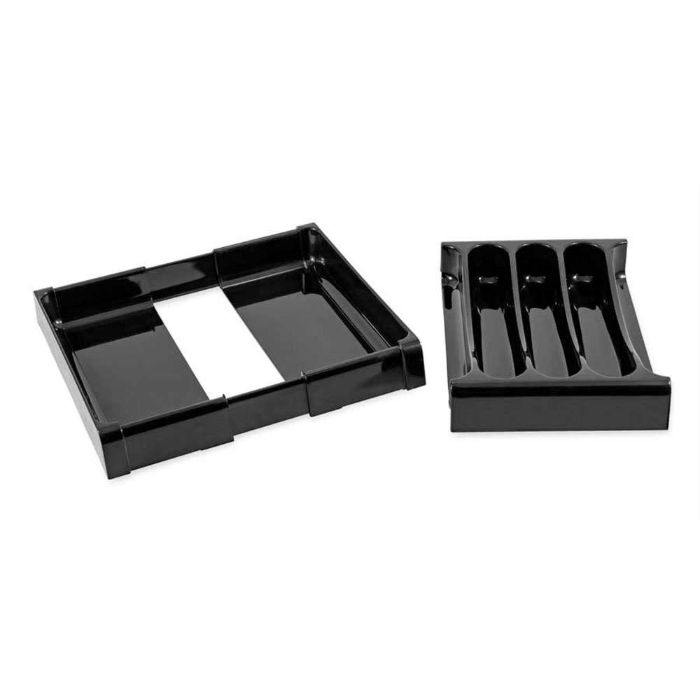 Camco 43504 RV Verstellbarer Besteckkasten, Schwarz – einfach organisieren und aufbewahren Sie Ihr Küchenbesteck – Erstellen Sie eine individuelle Passform an Ihre Schublade von Camco