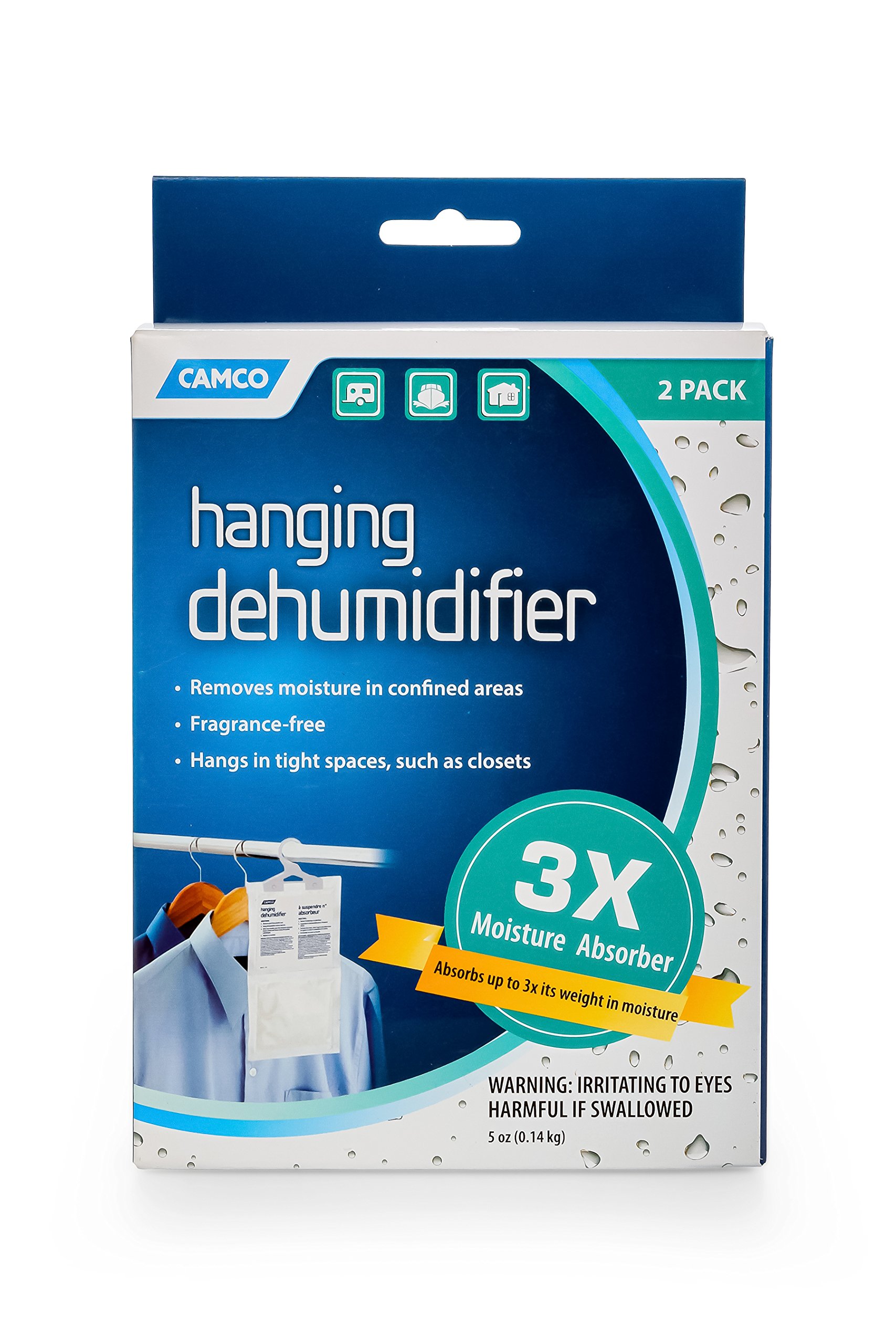 Camco 44286 Duftfreier Luftentfeuchter zum Aufhängen – praktischer Haken absorbiert bis zu 3 x seines Gewichts an Wasser, reduziert Feuchtigkeit in Schränken und Engen Räumen, Set of 2 Camco 44286 Duftfreier Luftentfeuchter zum Aufhängen – praktischer Haken absorbiert bis zu 3 x seines Gewichts an Wasser, reduziert Feuchtigkeit in Schränken und Engen Räumen, Set of 2 von Camco