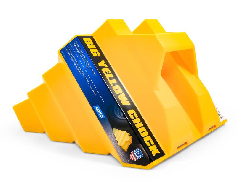 Camco Robuster, gelber Unterlegkeil – hält Ihren Anhänger an Ort und Stelle, damit Sie ihn Wieder anhängen können, Waben-Design für zusätzliche Stärke und Haltbarkeit (44419) von Camco