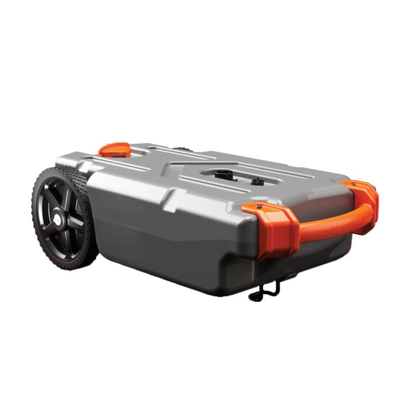 Camco Rhino 15-Gallonen tragbarer Wohnmobil Abwassertank – Mit robusten pannensicheren Rädern, niedrigem Abflussloch, abnehmbare Stahl-Zugadapter, 91,4 cm Abwasserschlauch und weiterem Zubehör (39000) von Camco