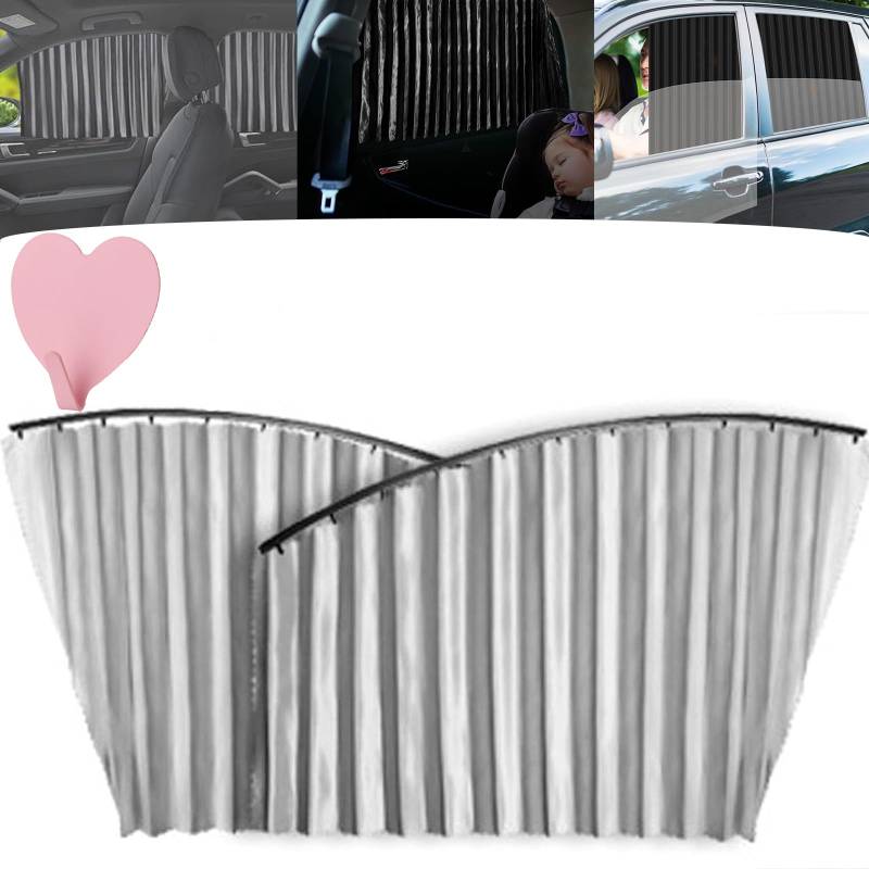 Universal Fit Magnetic Car Side Window Privacy Sunshade, Car Side Window Sun Shade, Magnetic Car Curtains for Windows, Removable Window Tint for Car UV Protection (Silver, Back Row) von Camic