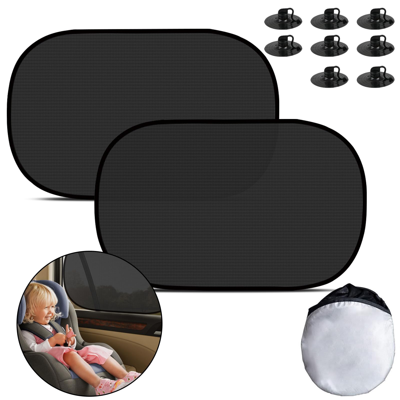 Sonnenschutz Auto Baby/Kinder mit 8 Saugnapf, UV Schutz GSM100+ inkl. - Verdunklung 51x31cm, 2 Stück Sonnenschutz Auto Seitenscheibe Sonnenschutz Auto Baby/Kinder mit 8 Saugnapf, UV Schutz GSM100+ inkl. - Verdunklung 51x31cm, 2 Stück Sonnenschutz Auto Seitenscheibe von Camiki Art