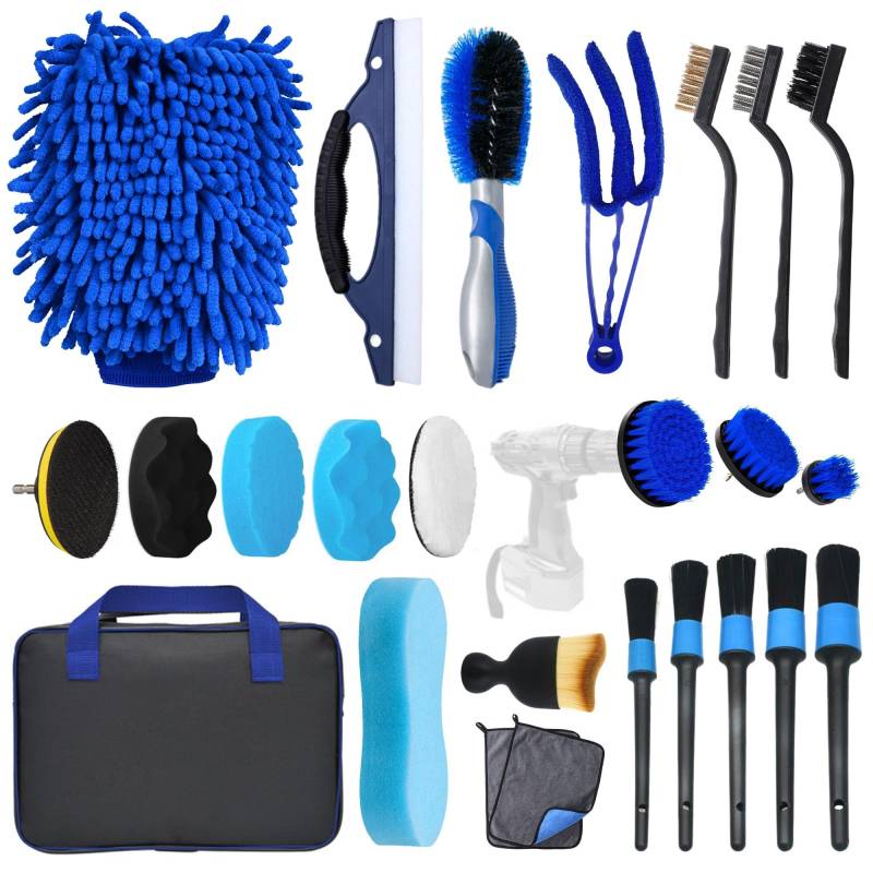 Camiraft Auto Reinigungsset,24PCS Auto Waschen Set, Autopflege Set Auto Putz Set mit Detailing Pinsel für Auto Reinigung Innenraum und Außen, Lüftungsschlitz, Motor, Rädern, Haushaltsreinigung von Camiraft