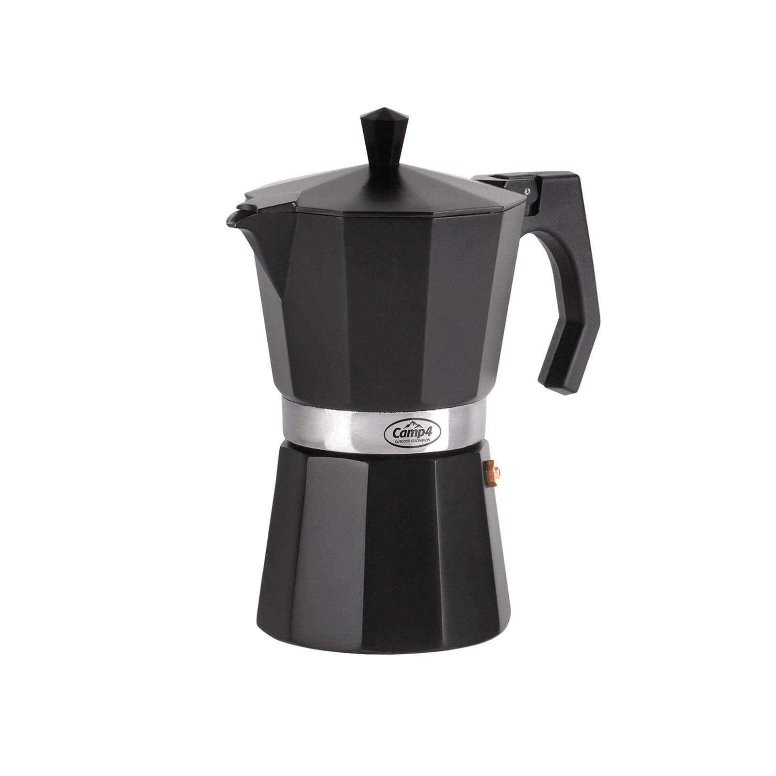 Camping Kaffeebereiter Espressokocher 6 Tassen 350ml Alu schwarz für Gasflamme � von Camp4