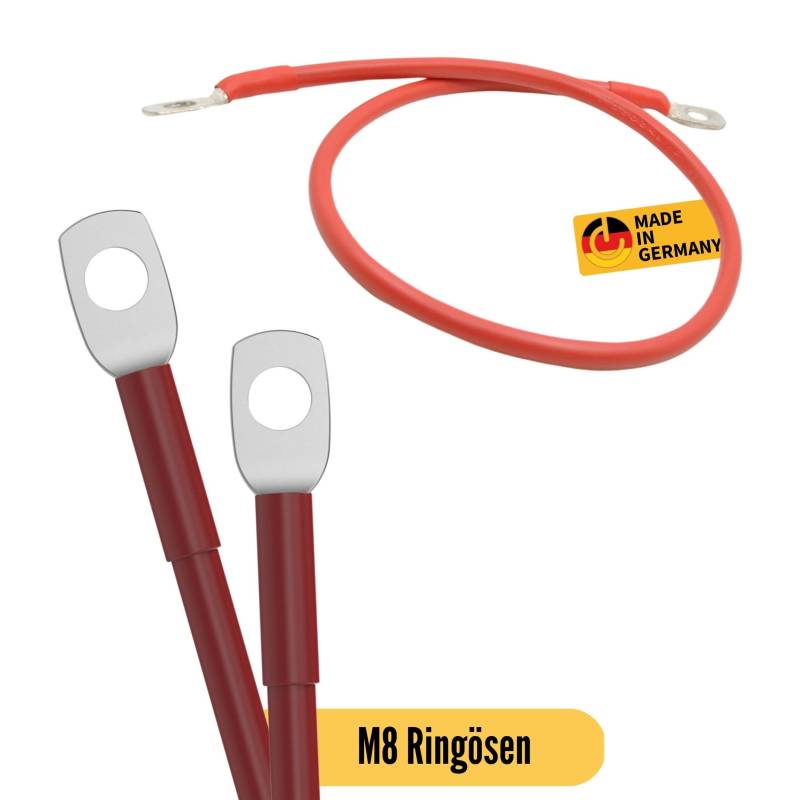 CAMPERPOWER | 0,5m Anschlusskabel für Battery Protect | bis 65A Stromstärke | Verbindung Tiefenentladungsschutz zu Batterie l M8 Batterieanschlussöse | 10mm² | für Camper | MADE IN GERMANY von CamperPower