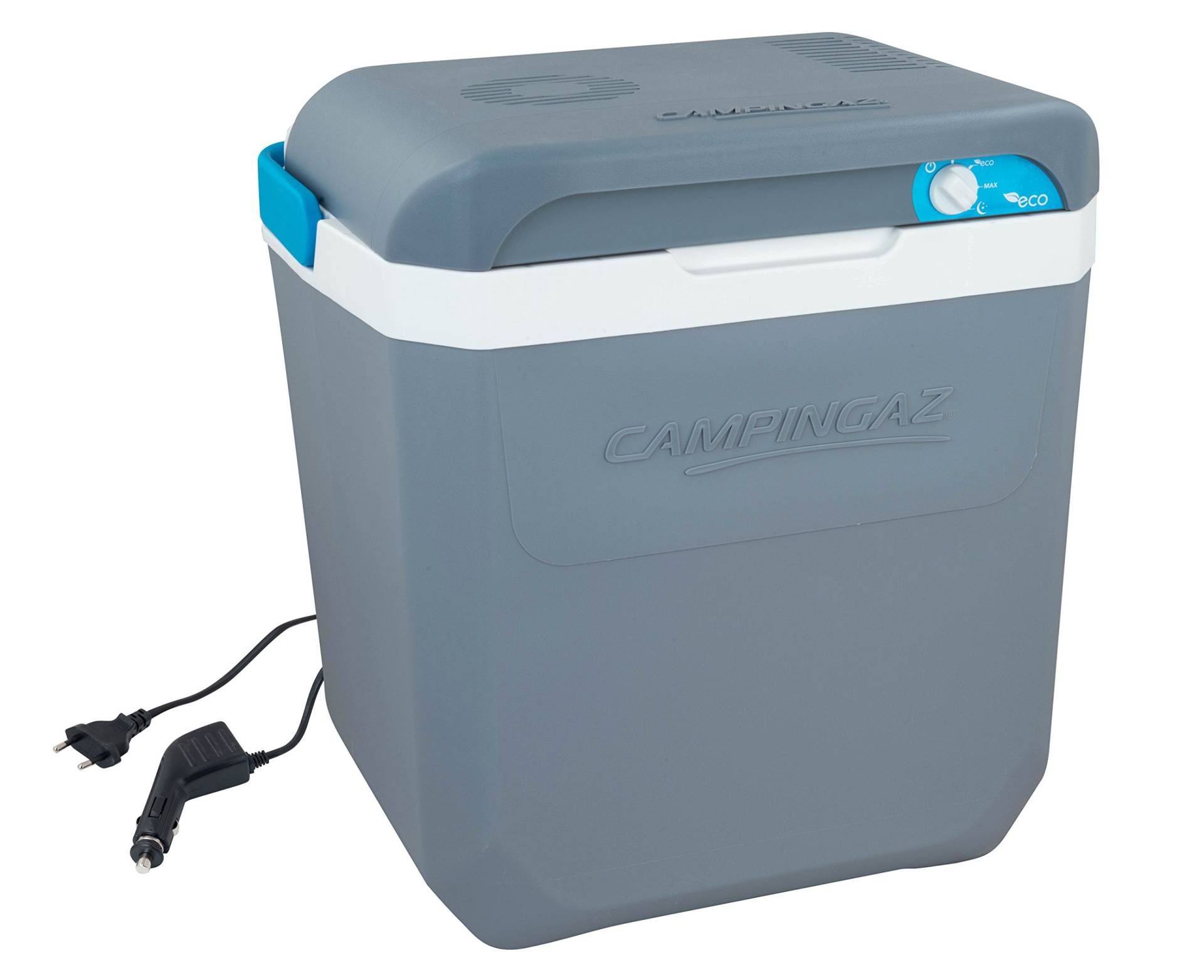 CAMPINGAZ Unisex Powerbox Plus 28 l, elektrische 12 V und 230 V, für 8 Flaschen à 1,5 l, Thermoelektrische Kühlbox für Auto und Camping, mit UV-Schutz, Fassungsvermögen, blau von Campingaz