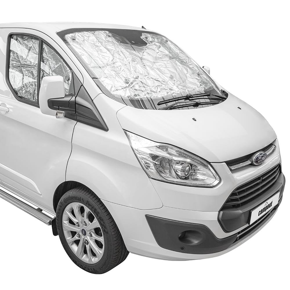 Campout Thermomatten Set für Ford Transit Custom ab 2013 - sichtschutzfolie fenster - Isolierende Fensterfolie - Fensterisolierfolie - Für Front- und Seitenfenster - Inkl. Befestigungssaugnäpfe – 3 St Campout Thermomatten Set für Ford Transit Custom ab 2013 - sichtschutzfolie fenster - Isolierende Fensterfolie - Fensterisolierfolie - Für Front- und Seitenfenster - Inkl. Befestigungssaugnäpfe – 3 St von Campout