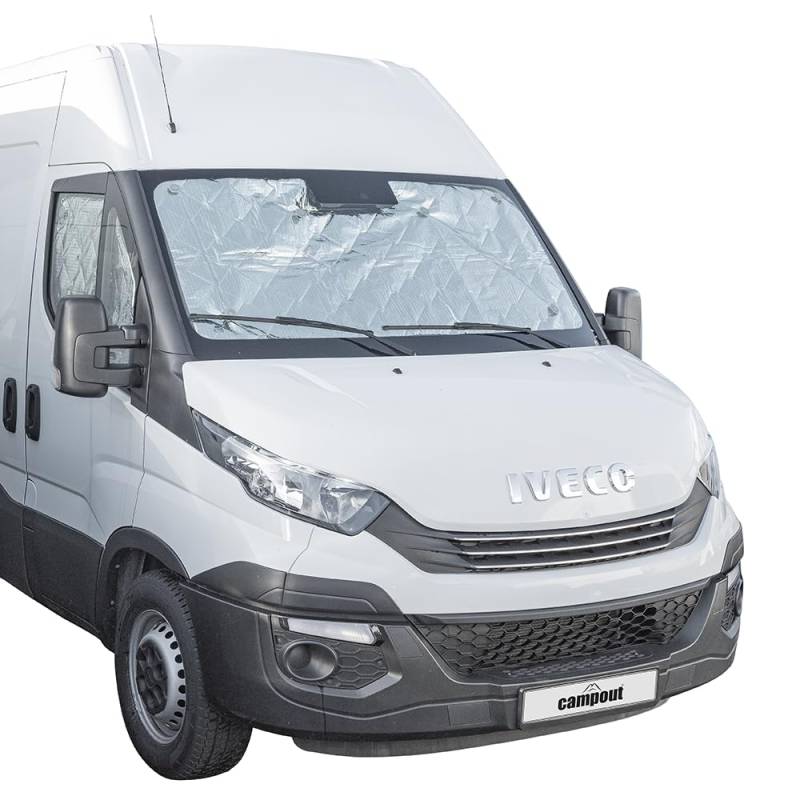 Campout Thermomatten Set für Iveco Daily ab 2014 - sichtschutzfolie Fenster - Isolierende Fensterfolie - Fensterisolierfolie - Für Front- und Seitenfenster - Inkl. Befestigungssaugnäpfe – 3 Stück von Campout