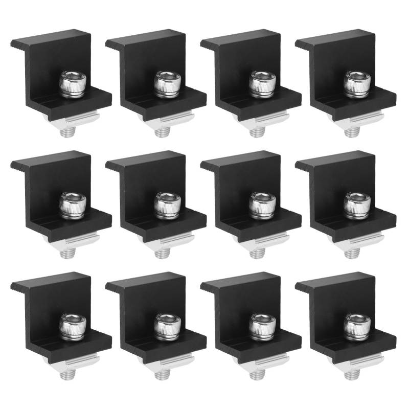 Candeon Solarpanelhalterung, 12 Stück 30mm Solar Endklemmen Schwarz, Solarmodul Halterung Endklemme Solarpanel Z Halterung Randklemme Aluminiumlegierung Solar Modulklemmen Für Solarmodul Montage von Candeon