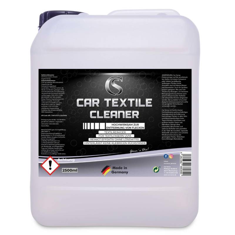 Car Sense Car Textile Cleaner - Polsterreinigung für Autoinnenraum [2500ml] - Autositz Reiniger, Fleckenentferner, Autopolsterreinigungsmittel hochwirksam & materialschonend von Car Sense