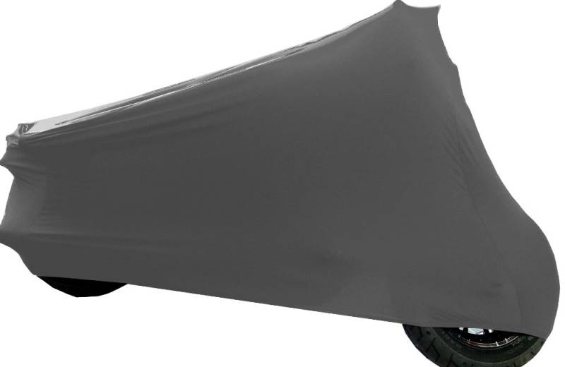 Car-e-Cover Indoor Premium Motorrad Abdeckung, unsere formanpassende Motorradplane Perfect Stretch, eine Schutzhülle für innen, Abdeckplane in 3 Farben & 3 Größen (Silbergrau, XL-XXL) von Car-e-Cover