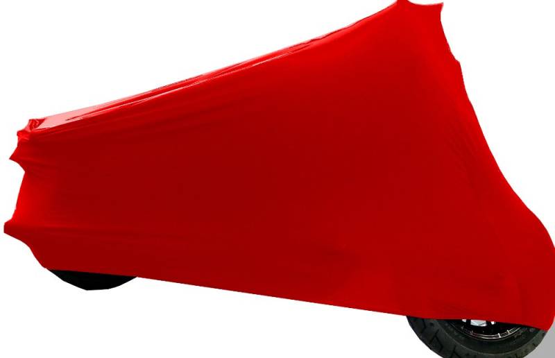 Car-e-Cover Motorradplane Motorrad Abdeckung Abdeckplane Perfect Stretch, elegant formanpassend Innen, Farbe: Rot, Größe XS-S von Car-e-Cover
