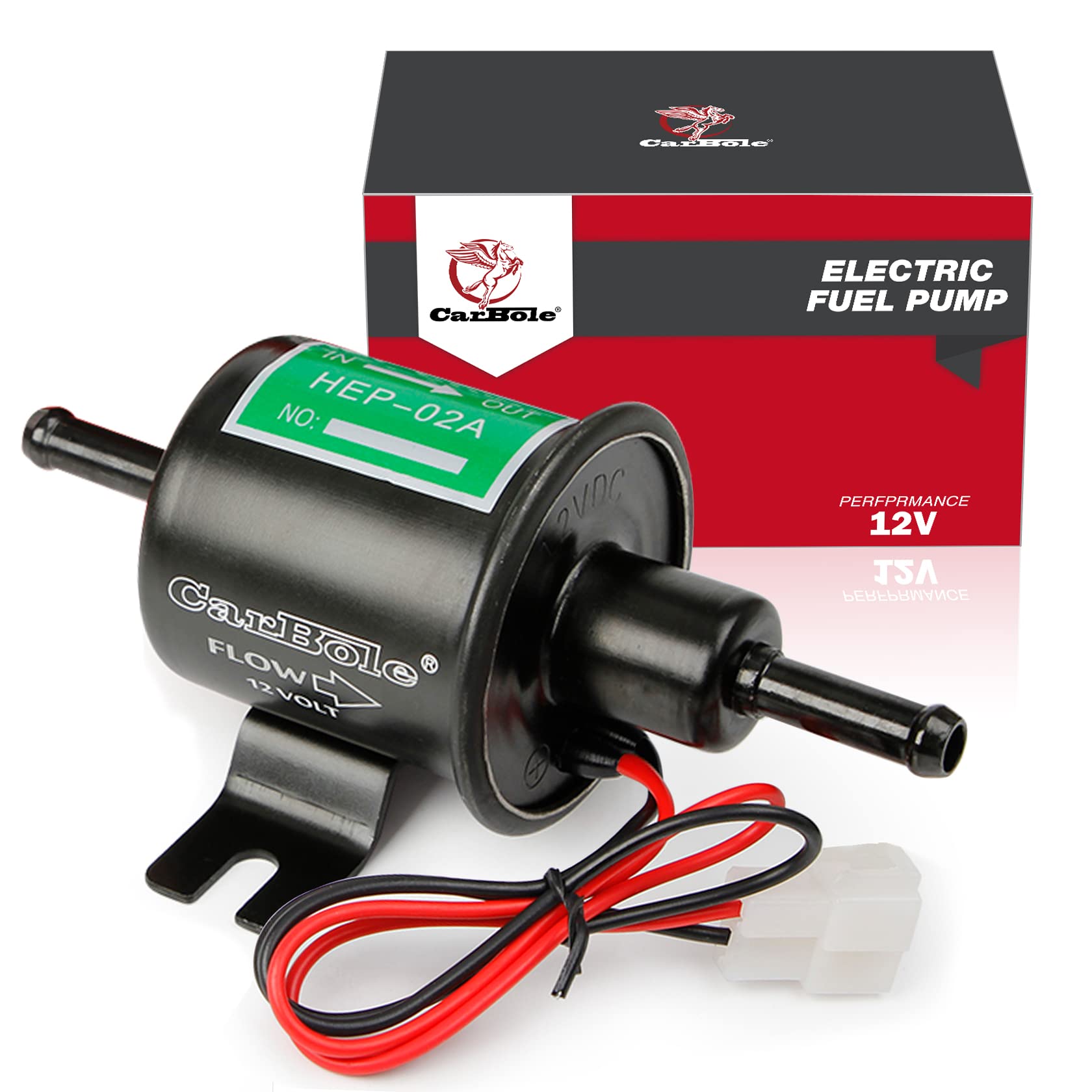 CarBole Universal Elektrisch Kraftstoffpumpe 12V,Benzinpumpe 4-7 PSI,Dieselpumpe,für Benzin und Diesel,mit Reines Kupfer,Hochwertige Leiterplatte (Schwarz) von CarBole