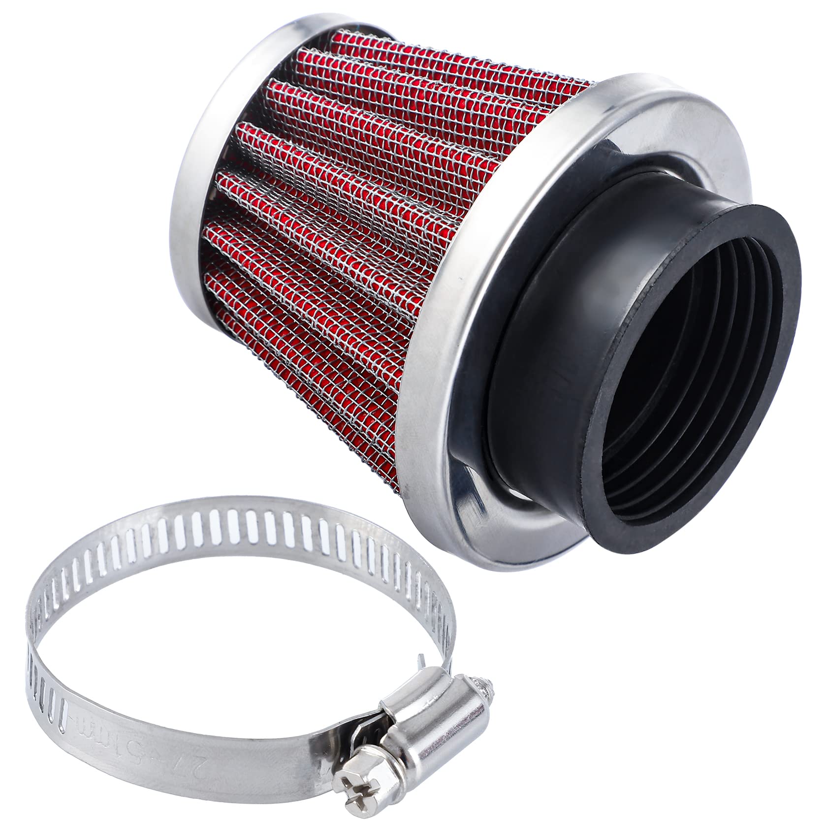 CarBole Universal Luftfilter Roller 34mm 35mm 36mm Doppelschicht Stahl Luft Filter für Motorrad Roller ATV Moped Mofa, Rot von CarBole