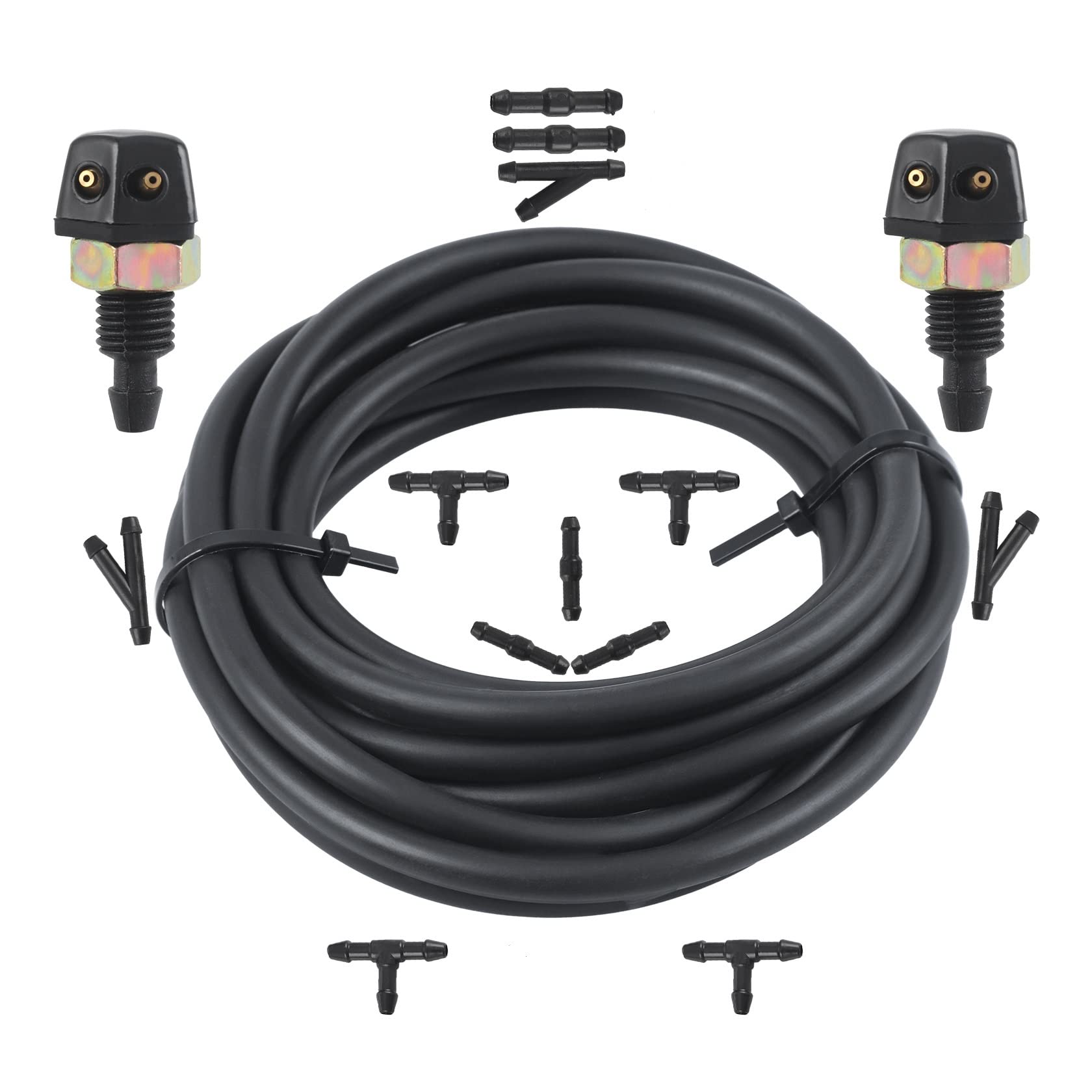 CarBole 3m Scheibenwaschanlage Schlauch Kit, Wischwasserschlauch Reparaturset mit 3m Automotive Schlauch, 15 Schlauchverbinder,2 Doppelloch Düsenspritze Scheibenwaschdüse CarBole 3m Scheibenwaschanlage Schlauch Kit, Wischwasserschlauch Reparaturset mit 3m Automotive Schlauch, 15 Schlauchverbinder,2 Doppelloch Düsenspritze Scheibenwaschdüse von CarBole