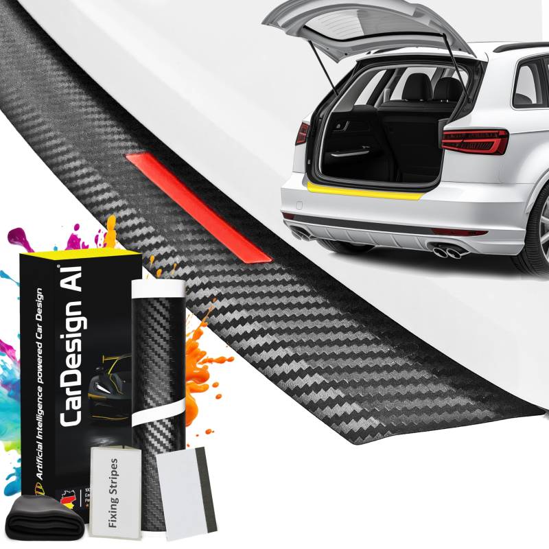 CarDesign AI Ladekantenschutz passend für Skoda Yeti 2009-2013 (5-Türer SUV): Komplettset mit passgenauer Lackschutzfolie, Kratzschutz für Kofferraum/Stoßstange Auto (Carbon-Rot) von CarDesign AI
