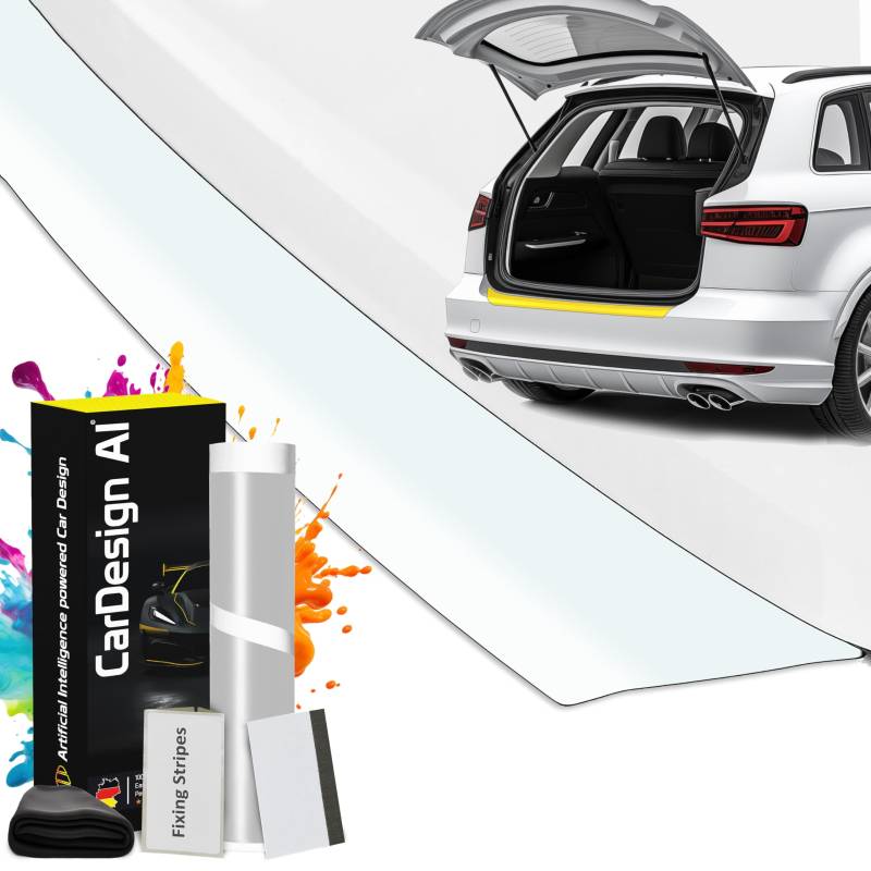 Selbstheilender Ladekantenschutz passend für VW Caddy 4 IV 2015-2020 (3-Türer, Kombi): Lackschutzfolie und Kratzschutz für Kofferraum/Stoßstange (Transparent) von CarDesign AI