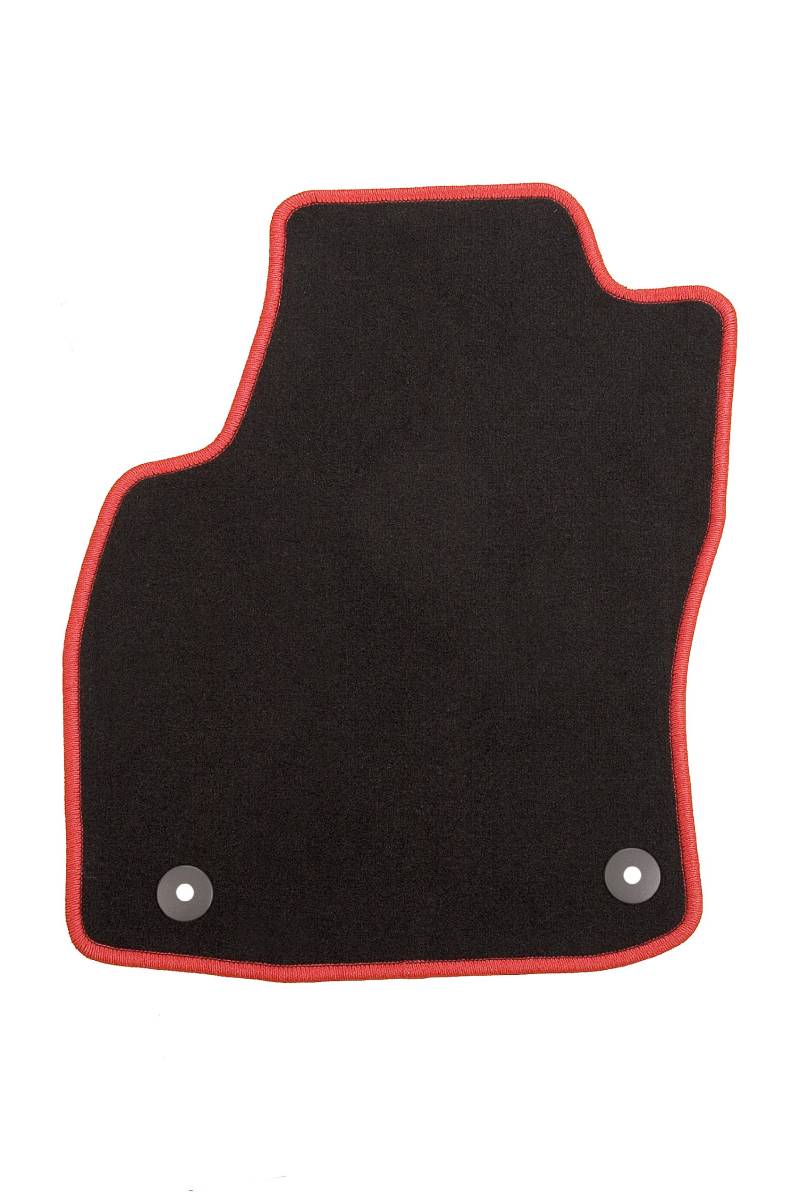 Racer Passform Auto Fußmatte aus Velours mit roter Hochglanzkettelung und Mattenhaltern für 1er (F20) 5-türig Allrad, Baujahr 09/2011-00/0000 von CarFashion