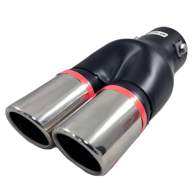 Universell Auspuff Blende Endrohr Doppel Dual Auspuffanlage Doppelrohr Endrohrblende Sportauspuff Schalldampf Sport Edelstahl Chrom Auto von CarJoy