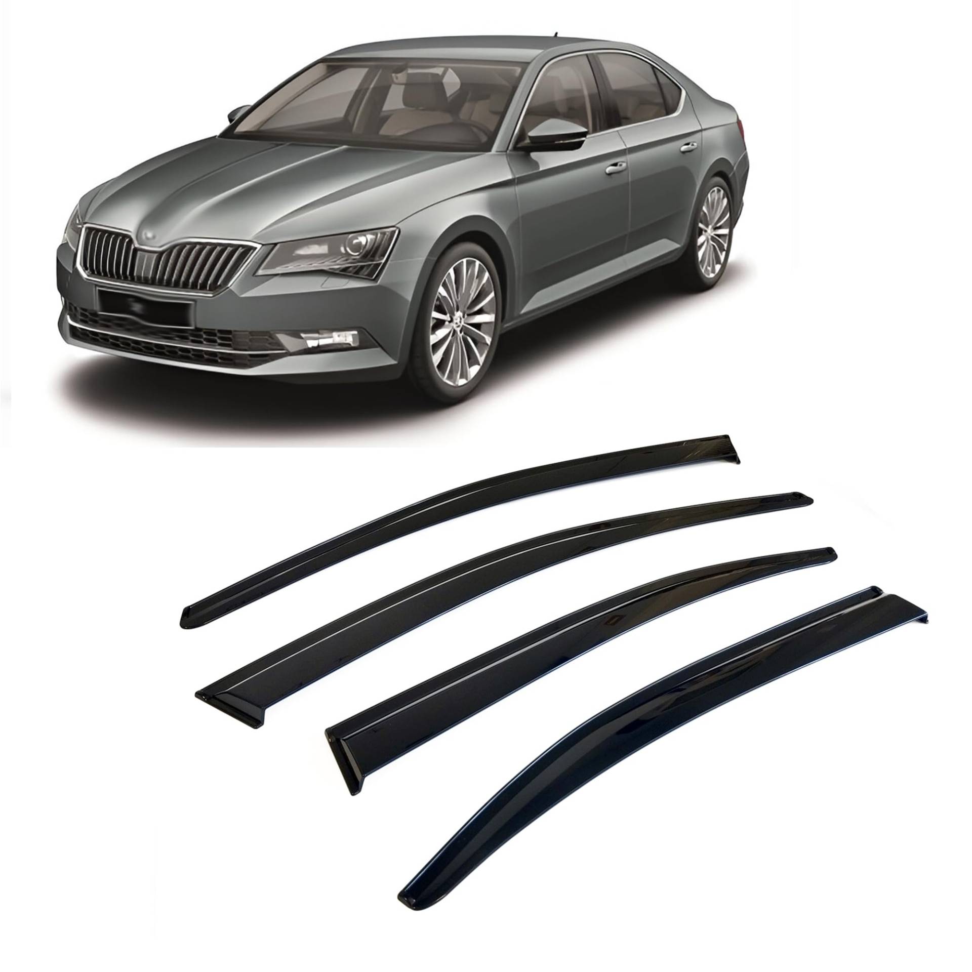 CarJoy Windabweiser Luftabweiser Regenabweiser Seitenfensterabweiser Kompatibel mit Skoda Superb 2015-2019 Autofenster Regenschutz Regenabweiser Anklebbare Deflektoren 4 Stück von CarJoy