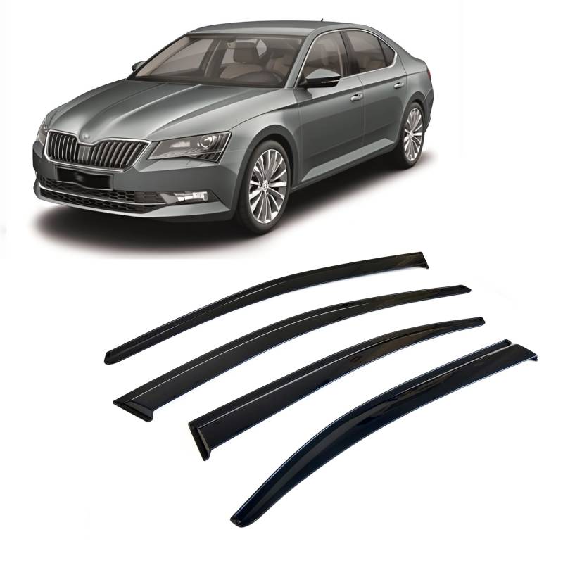 CarJoy Windabweiser Luftabweiser Regenabweiser Seitenfensterabweiser Kompatibel mit Skoda Superb 2015-2019 Autofenster Regenschutz Regenabweiser Anklebbare Deflektoren 4 Stück von CarJoy
