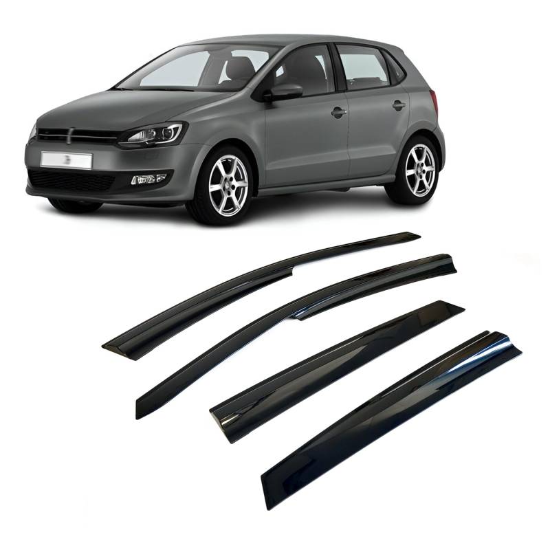 CarJoy Windabweiser Luftabweiser Regenabweiser Seitenfensterabweiser Kompatibel mit VW Polo 2010-2017 Autofenster Regenschutz Regenabweiser Anklebbare Deflektoren 4 Stück von CarJoy