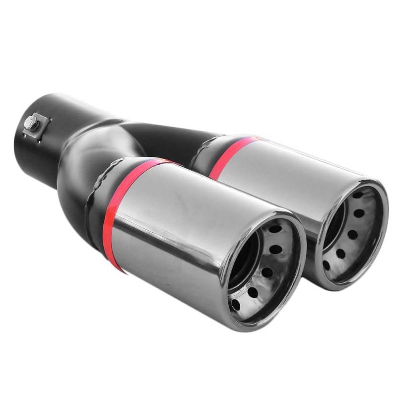 Universal Doppel Auspuffblende Auspuff Schalldampf Endrohr Endrohrblenden Blende Sport Sportauspuff Edelstahl Poliert Chrom bis 55mm von CarJoy