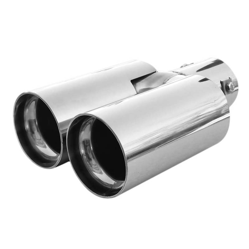 Universell Auspuffblende Doppelrohr Endrohr Edelstahl Auto Endrohrblenden Auspuffendrohr Auspuffrohr Tuning Schalldampf Blende Sport Rund Chrom Auspuffspitzen von CarJoy