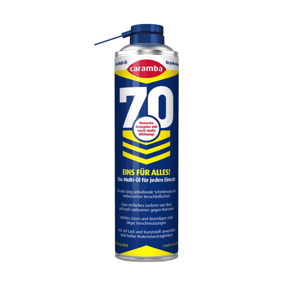 Caramba 70, Multifunktionsspray, Schmiermittel und Rostlöser, Sprühöl mit Verschleiß- und Korrosionsschutz, Tellerübergreifender Sprühkopf, 400 ml Caramba 70, Multifunktionsspray, Schmiermittel und Rostlöser, Sprühöl mit Verschleiß- und Korrosionsschutz, Tellerübergreifender Sprühkopf, 400 ml von Caramba