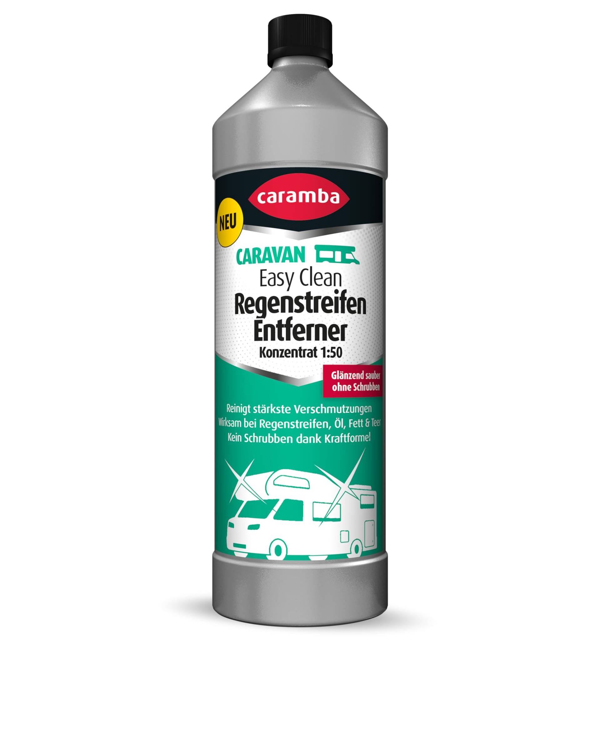 Caramba Caravan Easy Clean Regenstreifen Entferner (1 L) – glänzend saubere Oberflächen Reinigung ohne Schrubben oder Bürsten – Wohnmobil Reiniger Konzentrat für bis zu 51 L von Caramba