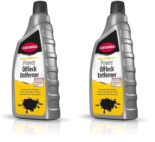 Caramba Power Ölfleck Entferner, Beseitigt Ölflecken auf Pflastersteinen, Betonstein, Textilien und mehr, für Garagenböden geeignet, Gel-Struktur, 1 l (Packung mit 2) von Caramba