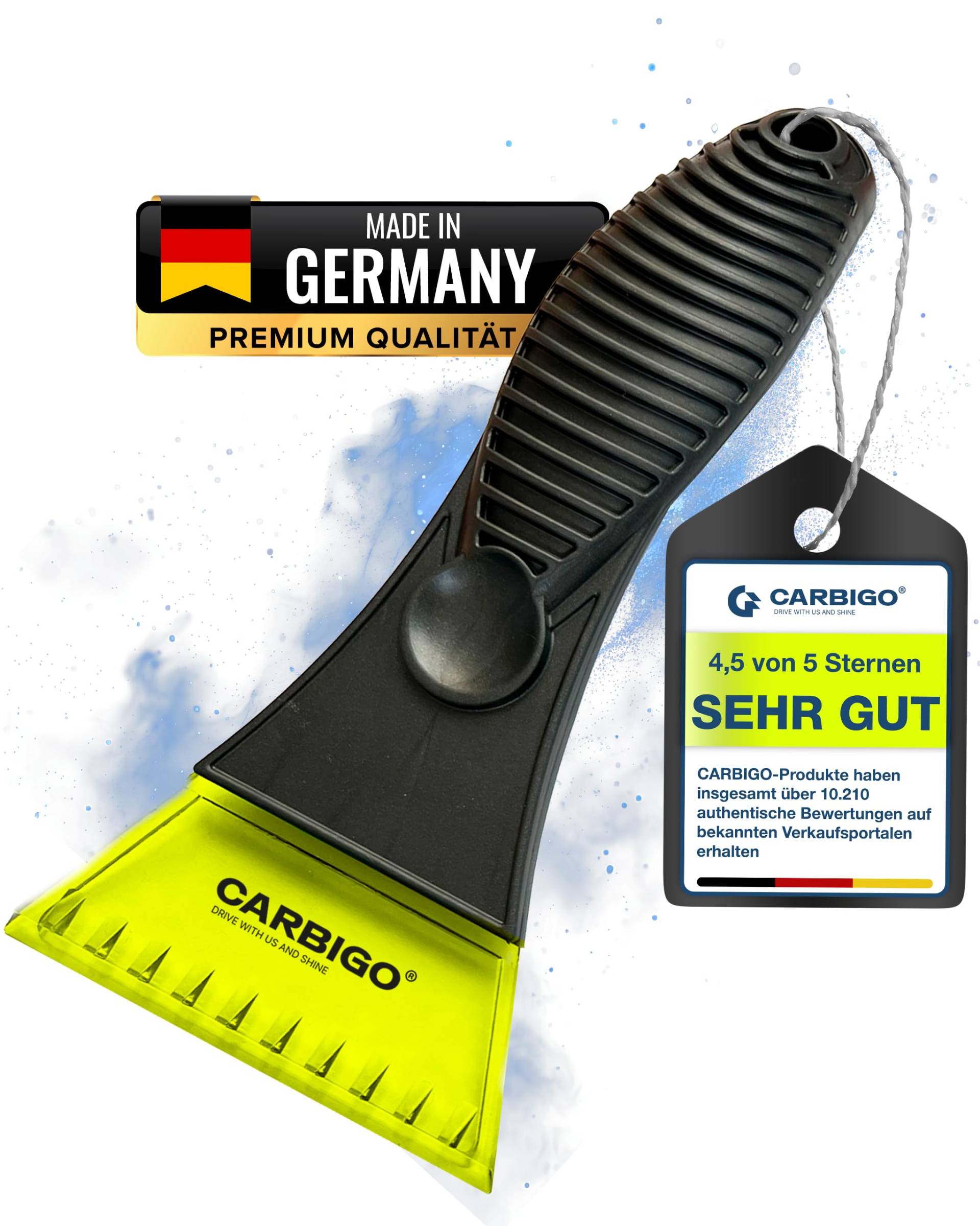 Carbigo Eiskratzer Iceberg 7480 I Robuster Eiskratzer Auto I Kompakter Auto Kratzer mit verstärkten Eisbrecher-Zähnen I Scheibenkratzer Auto speziell für Dicke Eisschichten, ohne Scheibe zu schaden von Carbigo